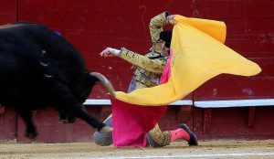 El torero Juan José Padilla realiza una larga cambiada