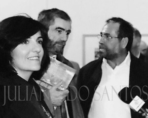 Los escritores Elvira Lindo y Muñoz Molina y el pintor Hervás